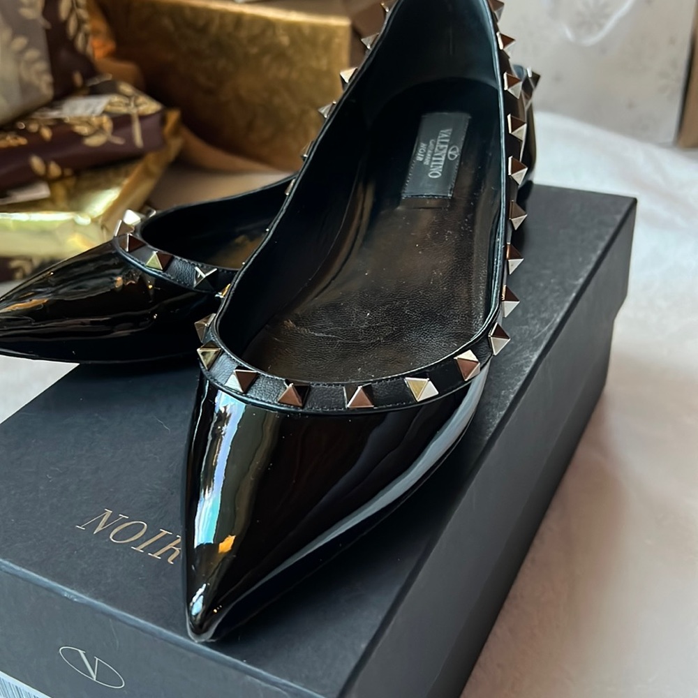 Valentino Studded Ballet Flats.  Black size 37 1/2